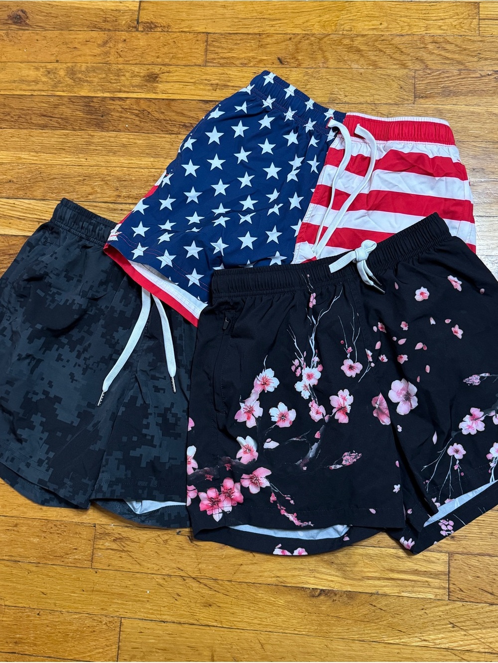 Cove USA Men's Cherry Blossom, American Flag, Digital Camo Athletic Shorts M